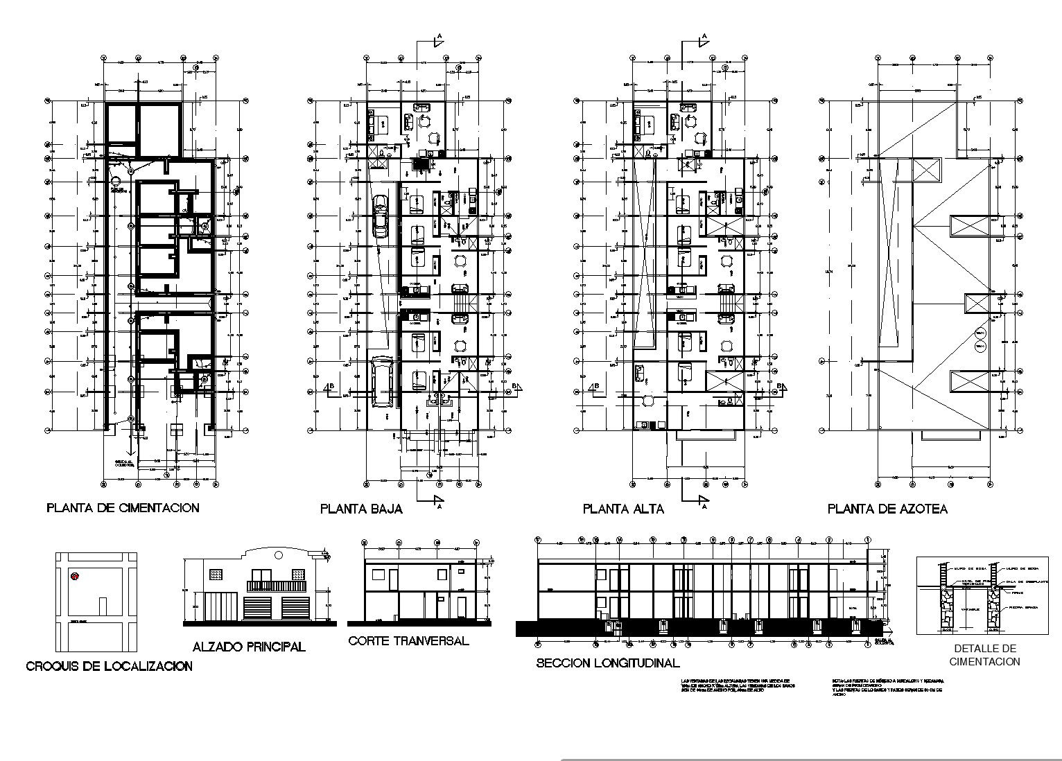 Plan, elevation and section apartments dwg file
