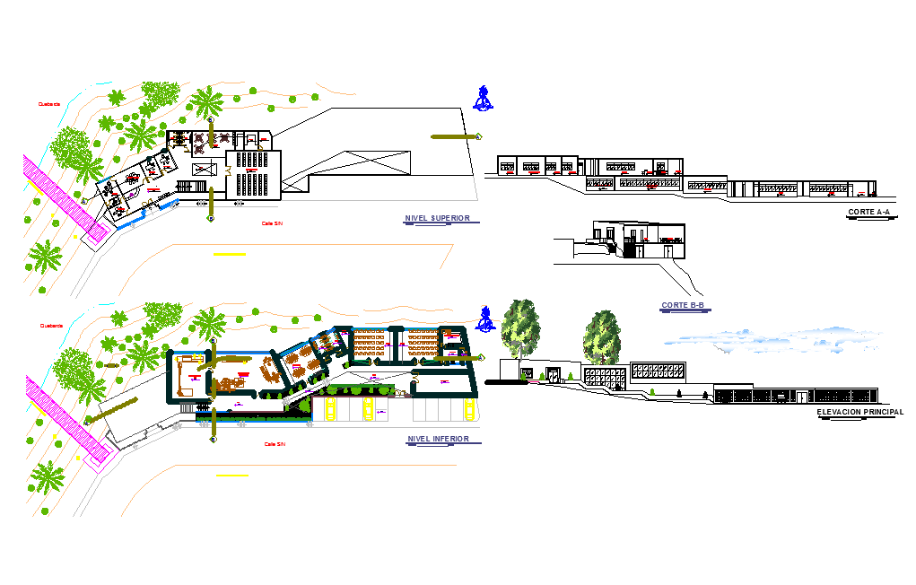 Plan, elevation and section detail dwg file