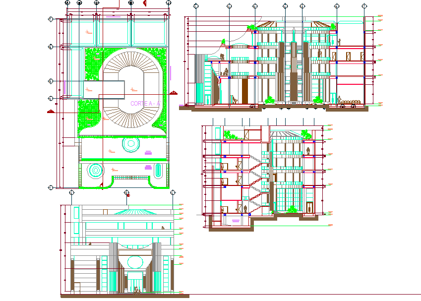 Plan, elevation and section detail dwg file