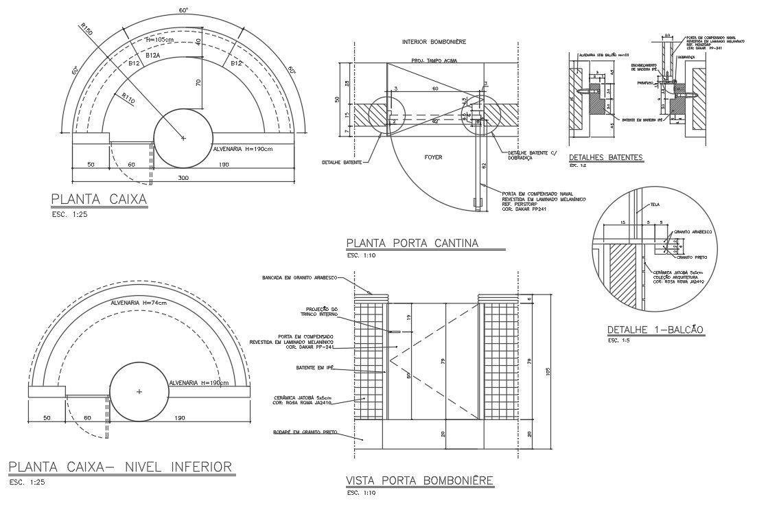 Plan, elevation and section detail dwg file