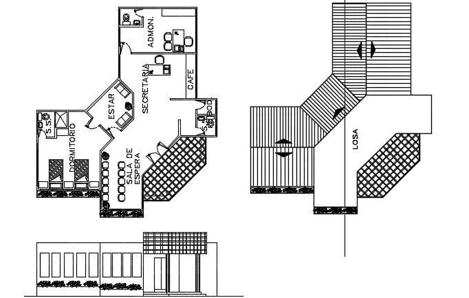 Plan, elevation and section detail dwg file