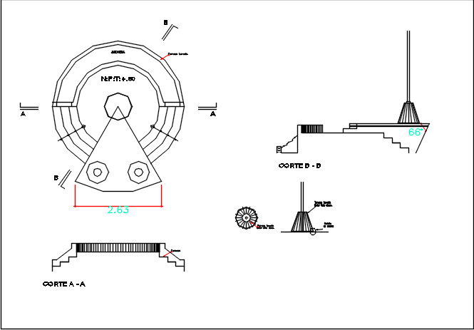 Plan, elevation and section detail dwg file