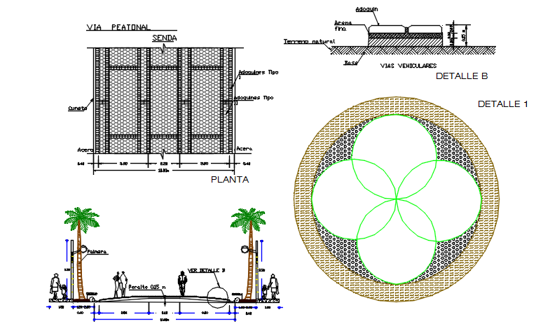 Plan, elevation and section detail dwg file