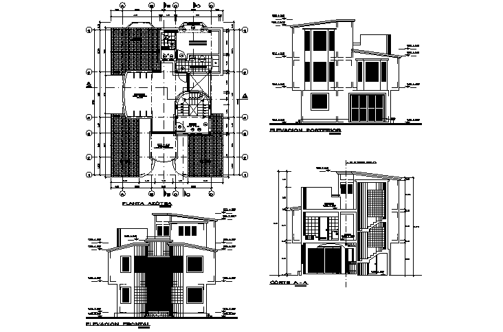 Plan, elevation and section detail dwg file
