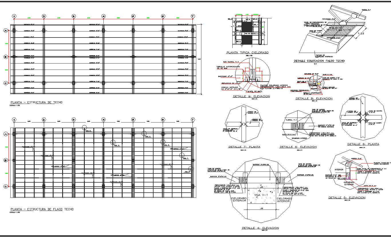 Plan, elevation and section detail dwg file