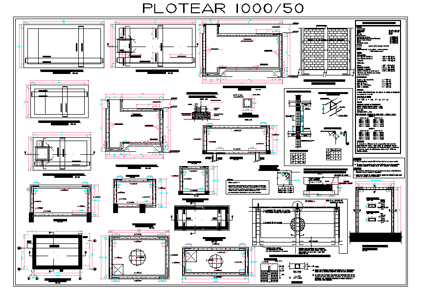 Plan, elevation and section detail dwg file