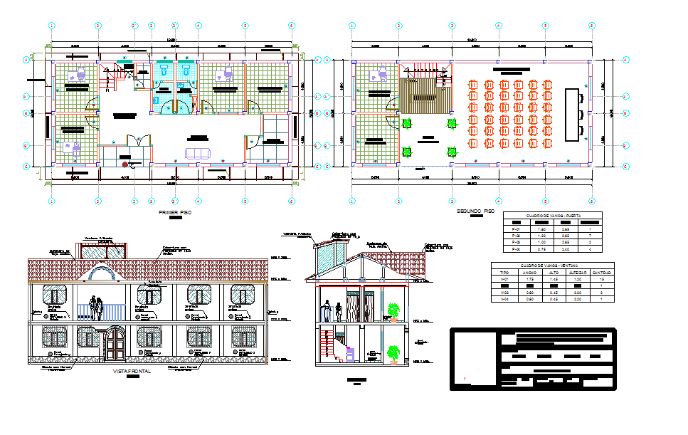 Plan, elevation and section detail dwg file