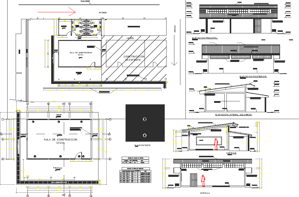 Plan, elevation and section detail dwg file