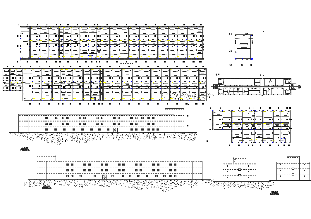 Plan, elevation and section detail dwg file