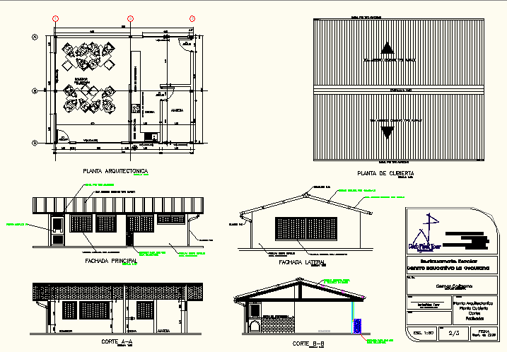 Plan, elevation and section working plan detail dwg file