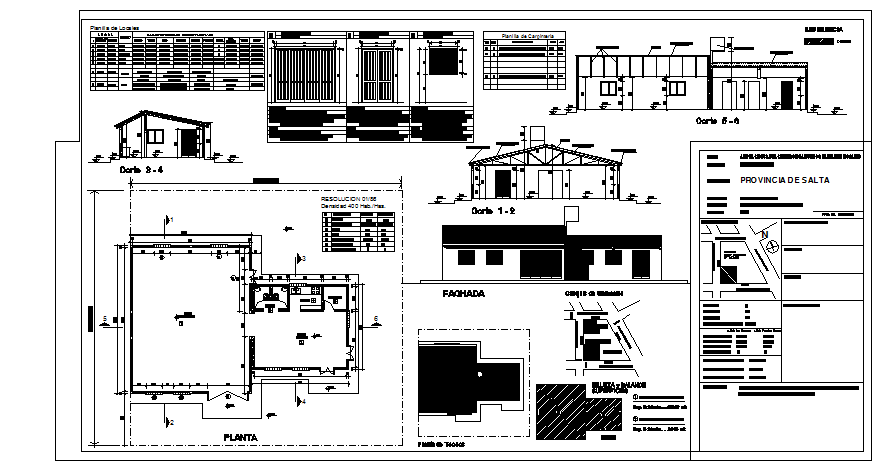 Plan, elevation and section working plan detail dwg file
