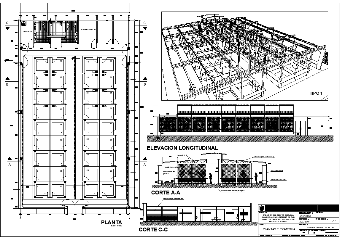 Plan, elevation and section working plan detail dwg file