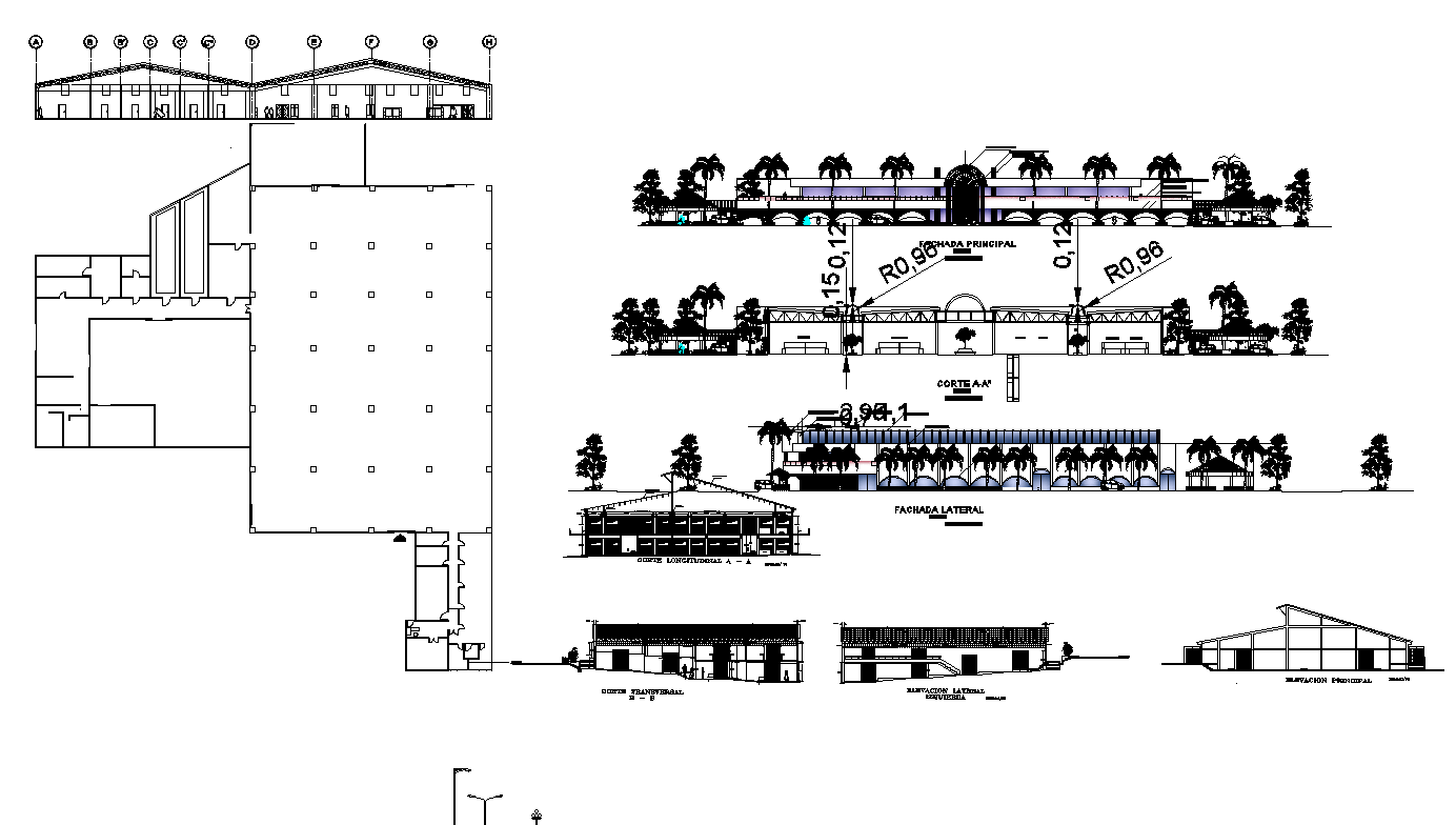 Plan, elevation and section working plan detail dwg file