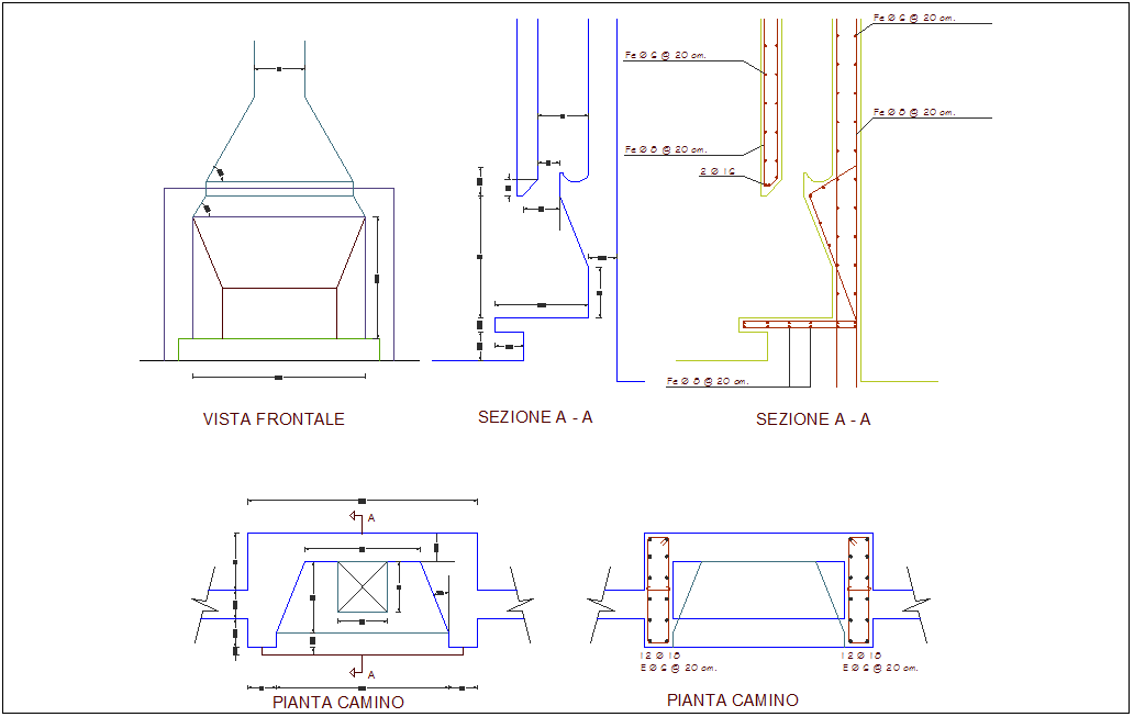 Plan,elevation and section view with construction view dwg file