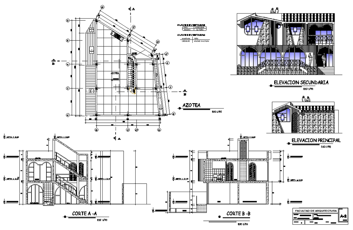 Plan, elevation and section working plan detail dwg file