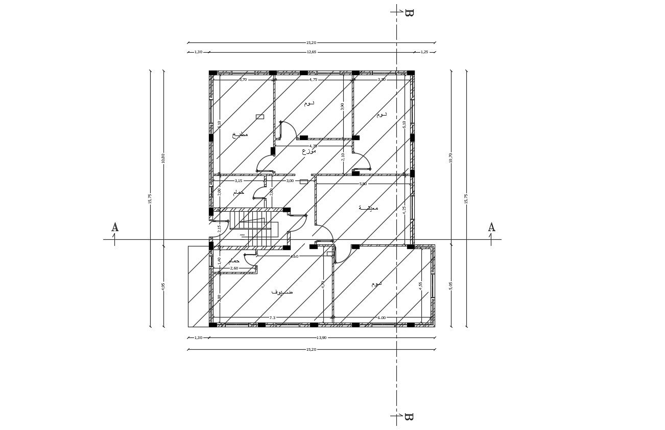 Plan Of Residential Flat Building And Column Location