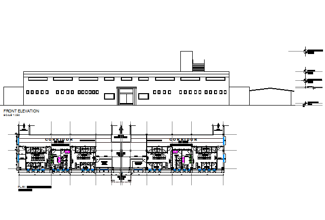 Plan and Elevation swimming pool detail dwg file