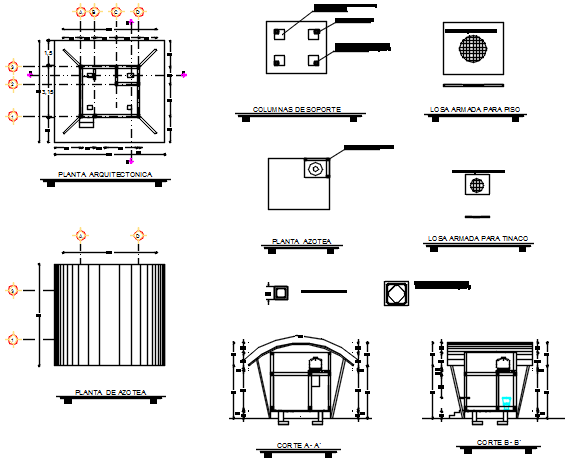 Plan and elevation and section detail dwg file
