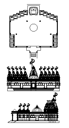 Jain Derasar temple CAD plan and elevation design DWG drawing file