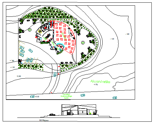 Plan and elevation design of restaurant 