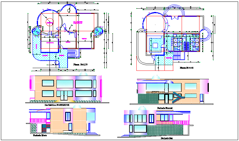 Plan and elevation detail dwg file