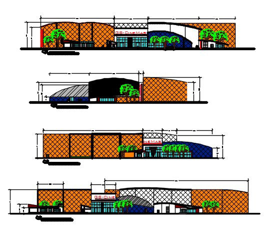 Plan and elevation drawing of multiplex.