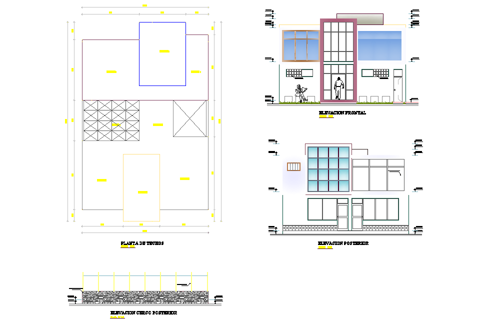 Plan and elevation home plan autocad file