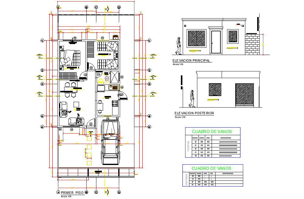 Plan and elevation house plan layout file