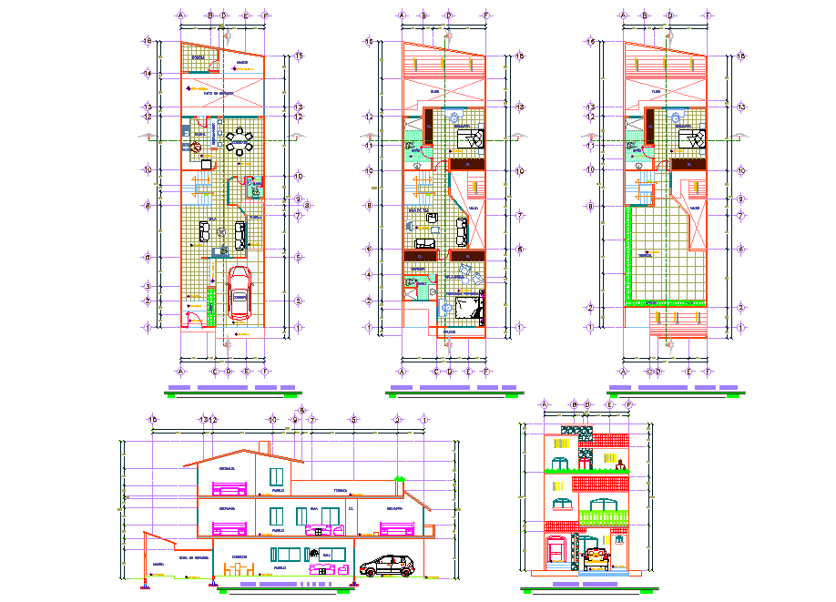 Plan and elevation house plan layout file