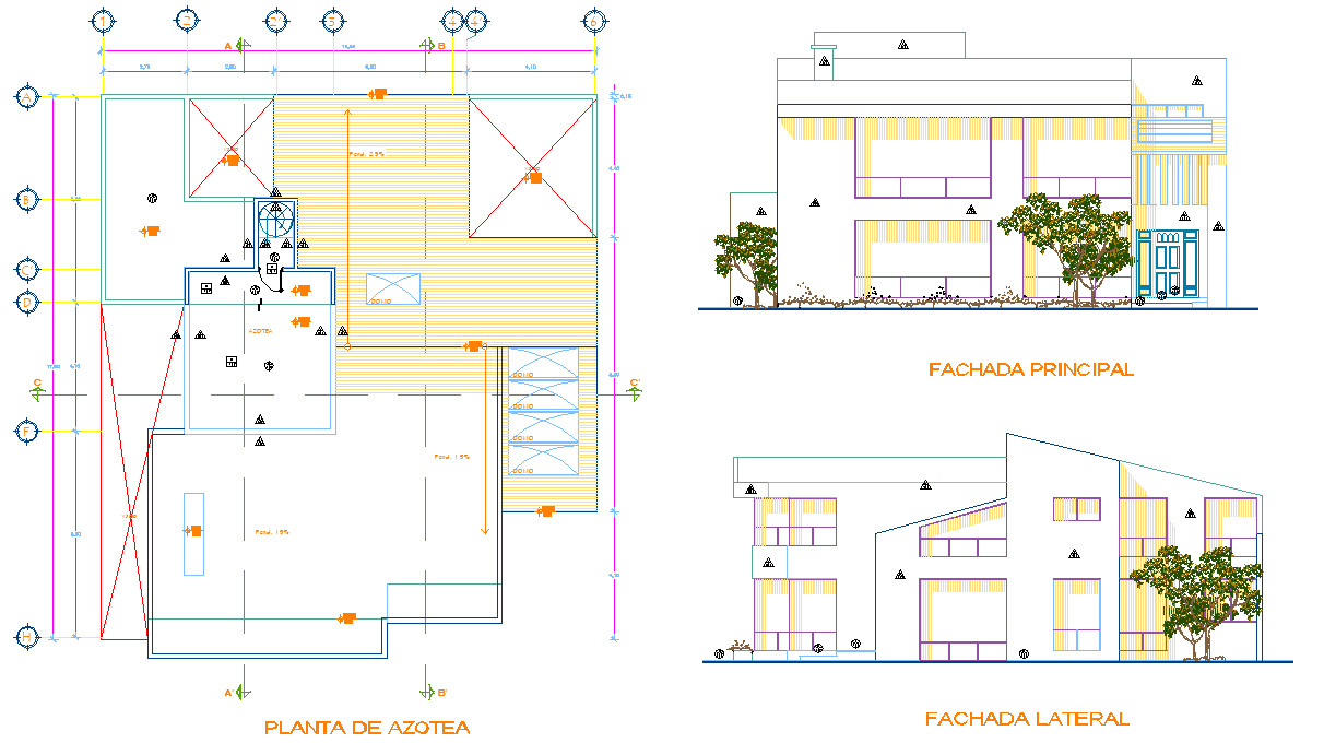 Plan and elevation house project plan layout file