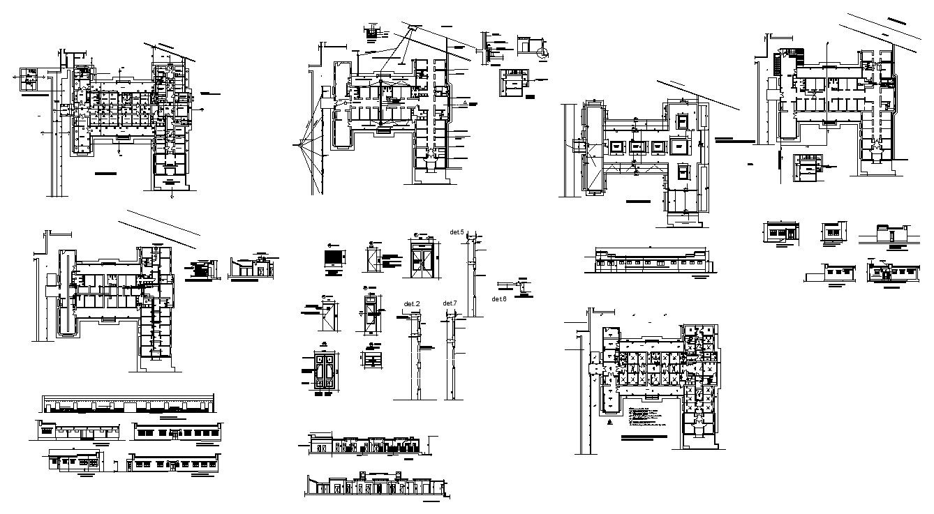 Plan and elevation of building structure CAD construction block layout dwg file