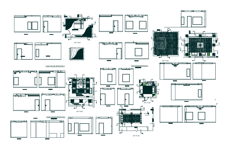 Plan and elevation of false ceiling view dwg file