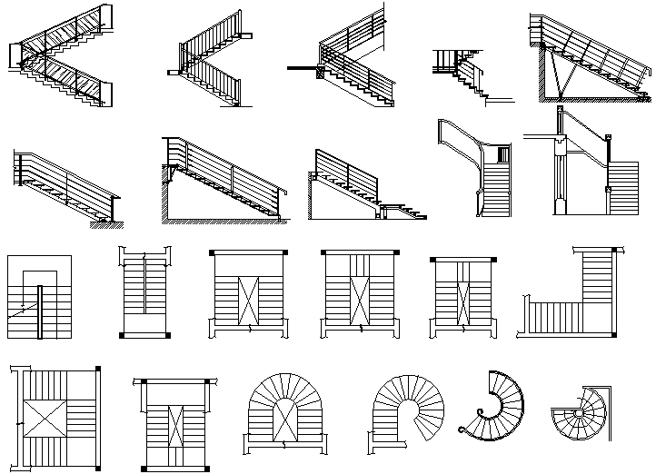 Plan and elevation stair detail dwg file