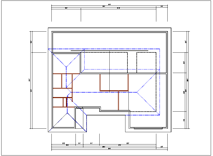 Plan and elevation view of house dwg file