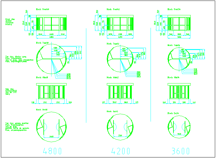 Plan and elevation view of sliding door design block dwg file