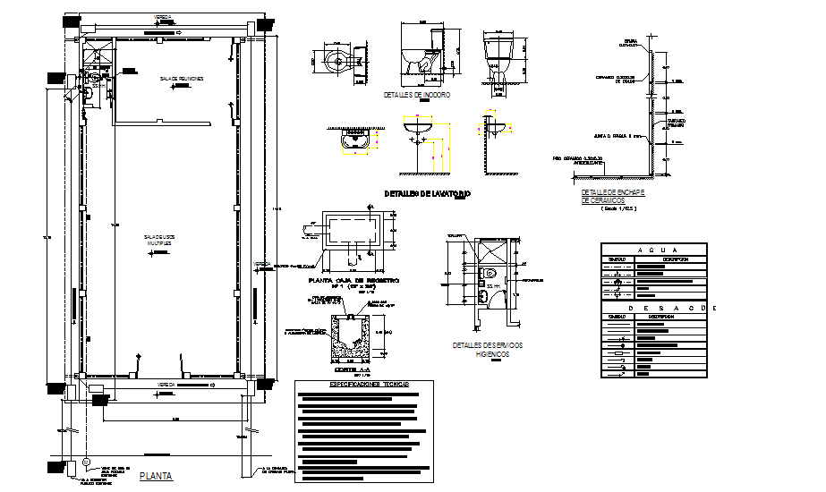 Plan and plumbing sanitary elevation detail dwg file