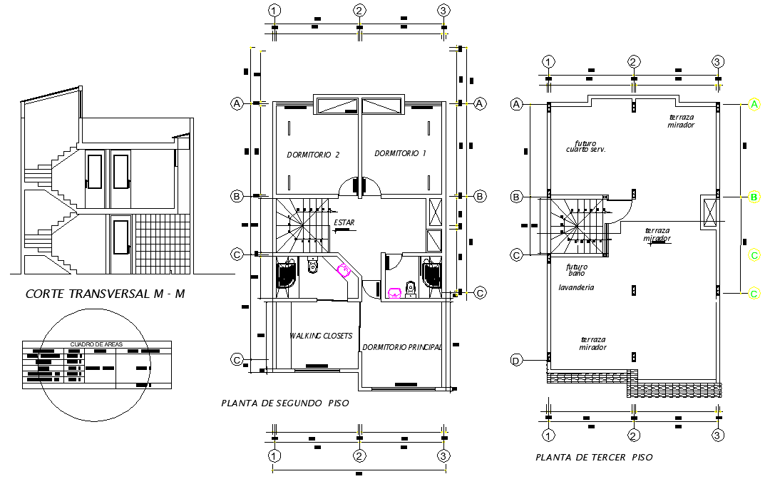 Plan and section house plan autocad file