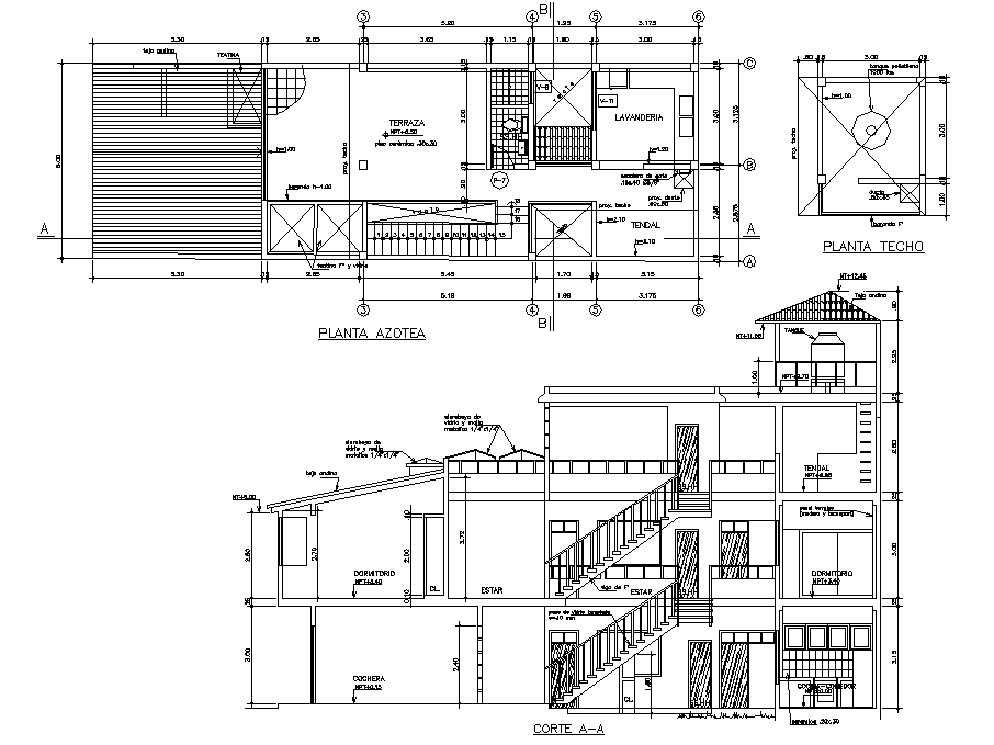 Plan and section single family home plan layout file