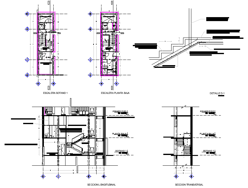 Plan and section stair detail dwg file