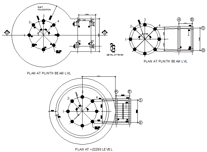 Plan at plinth beam lvl detail dwg file