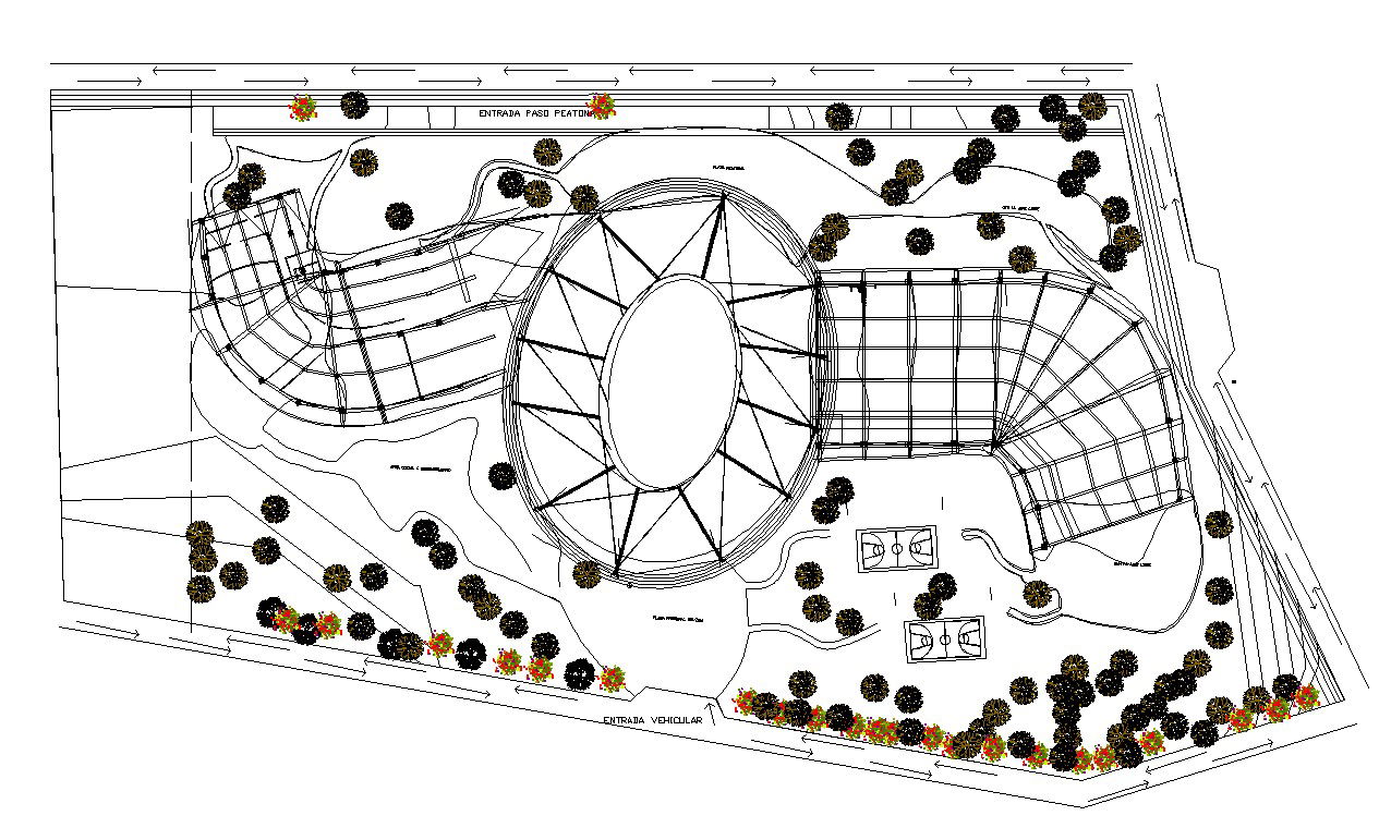 Plan detail of a building 2d view CAD block layout file in autocad format
