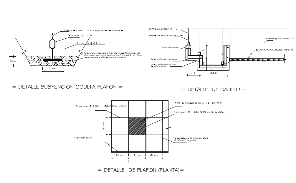 Plan detail of suspension with construction view dwg file