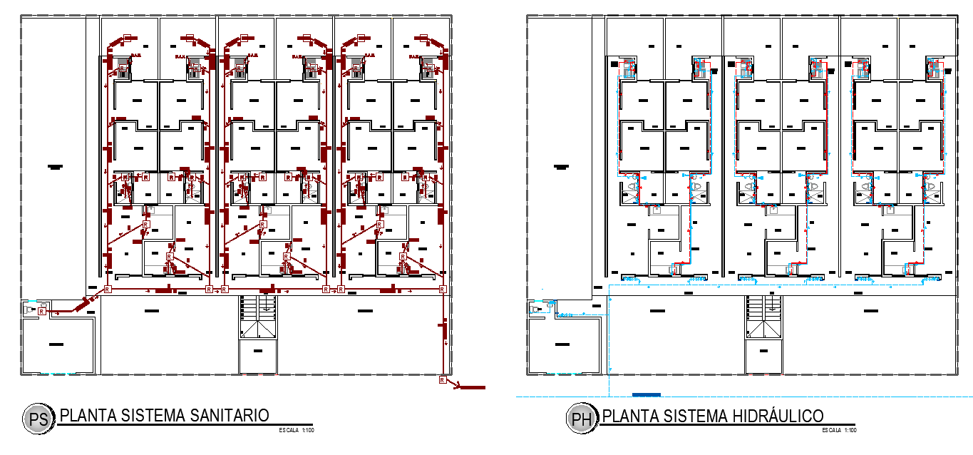 Plan hydraulic system house autocad file
