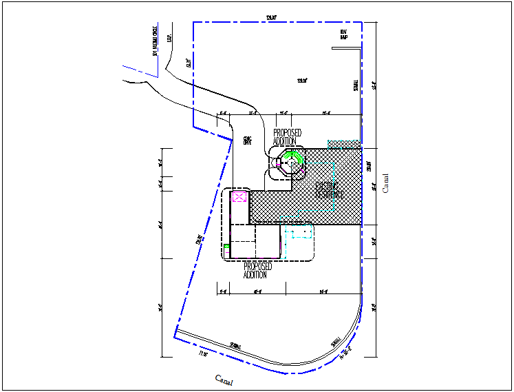 Plan layout map of area of existing structure detail dwg file