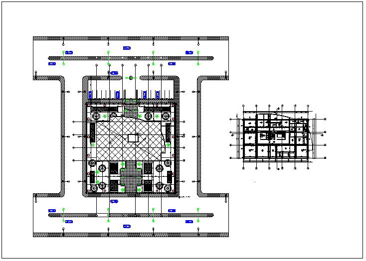 Plan layout of office building view detail dwg file