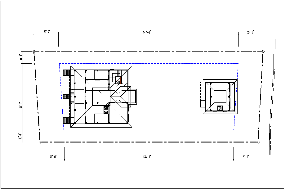 Plan layout view of house, projection view of roof,foundation layout of house dwg file