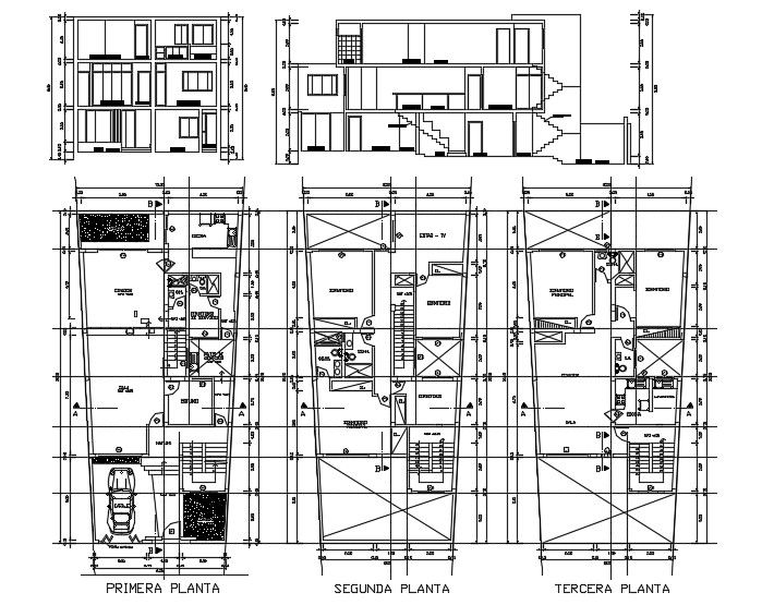 3 Storey residential house in DWG file