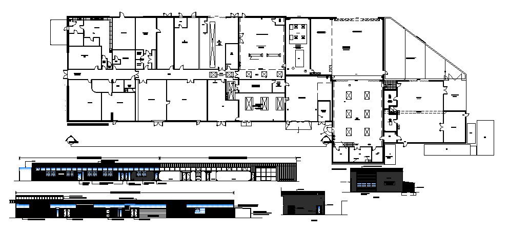Plan of Commercial building with detail dimension in dwg file