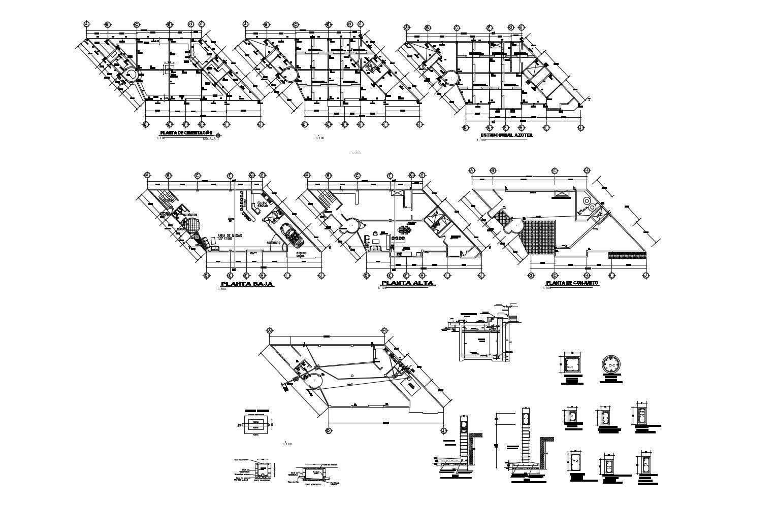Plan of Hotel design 20.00mtr 15.00mtr with detail dimension in AutoCAD