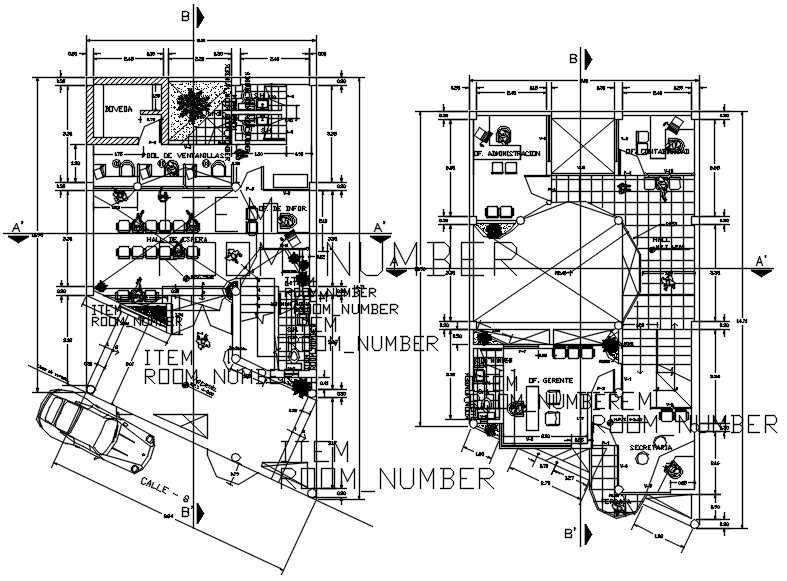 Plan of Local institute with detail dimension in dwg file 